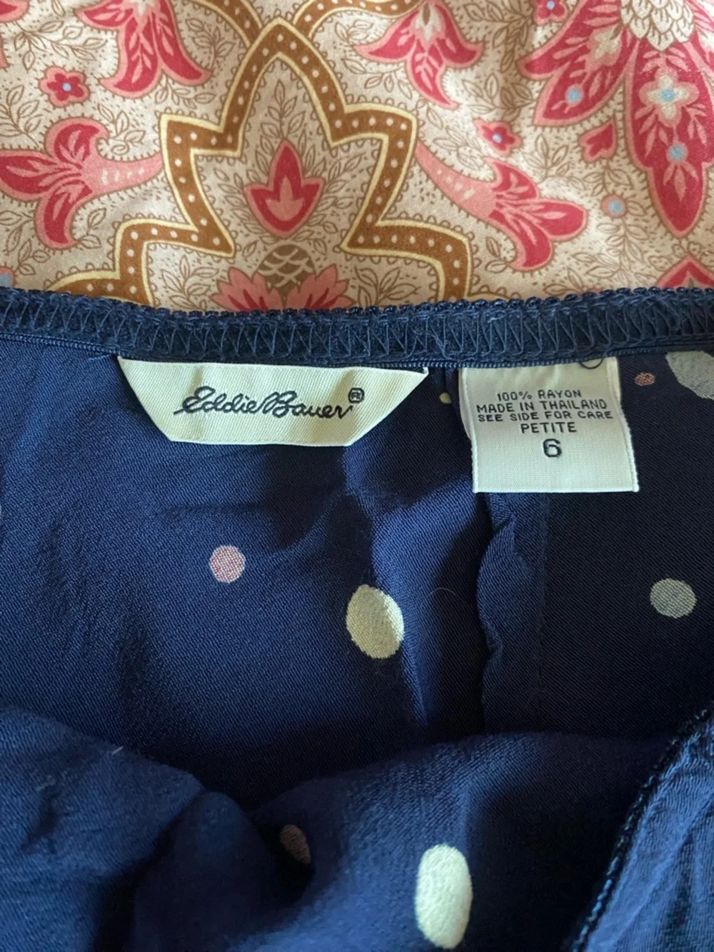 Vintage Eddie Bauer Navy Polka Dot A-Line Skirt size 6 - Picture 5 of 5